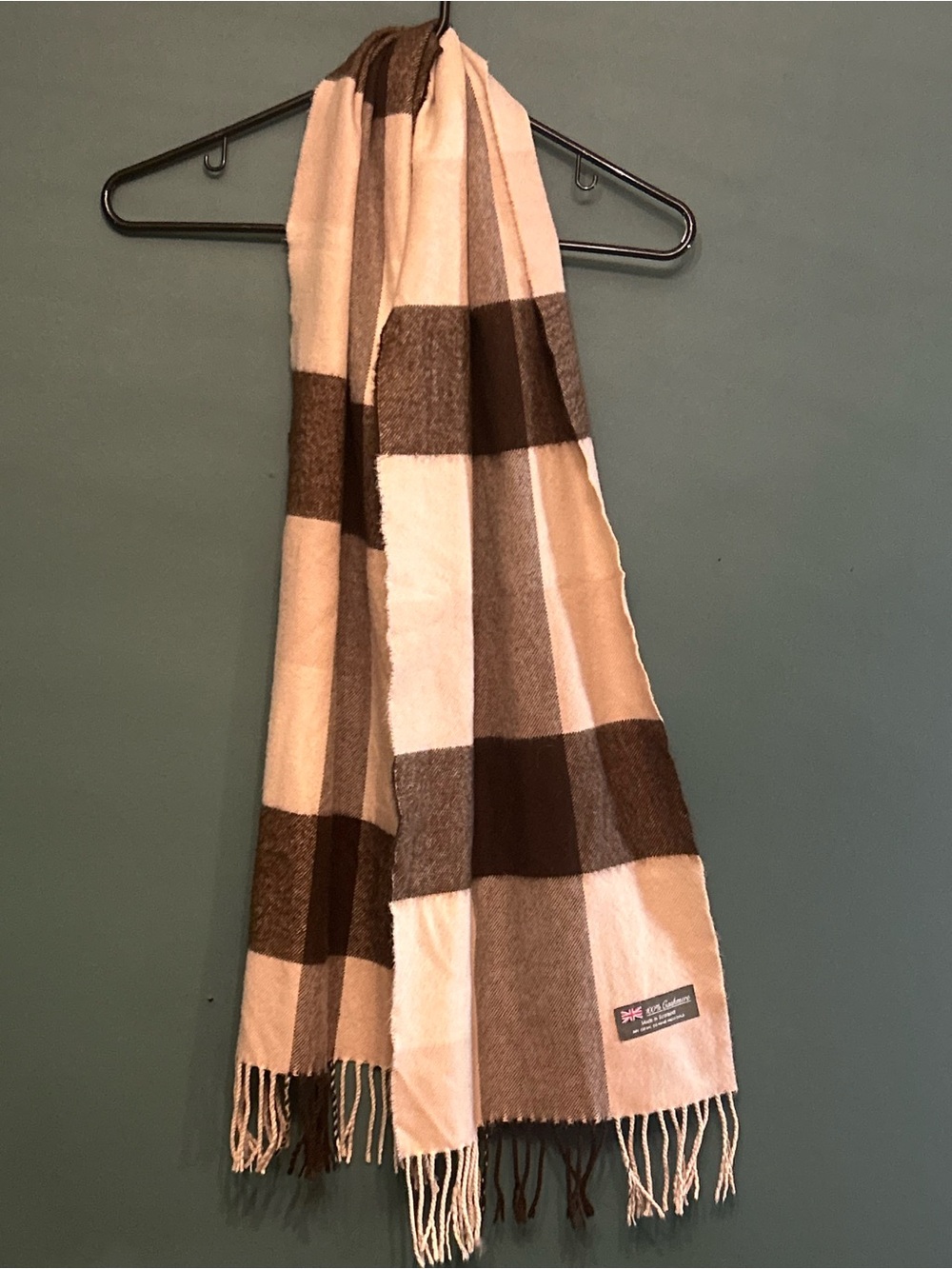 100% Cashmere Plaid Scarf Made in Scotland – Brown, Beige & Cream